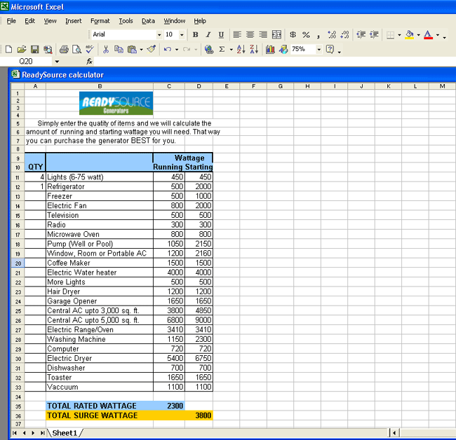 power consumption calculator