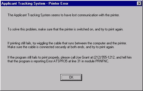 error message