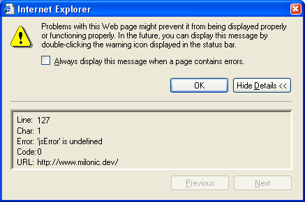 error message