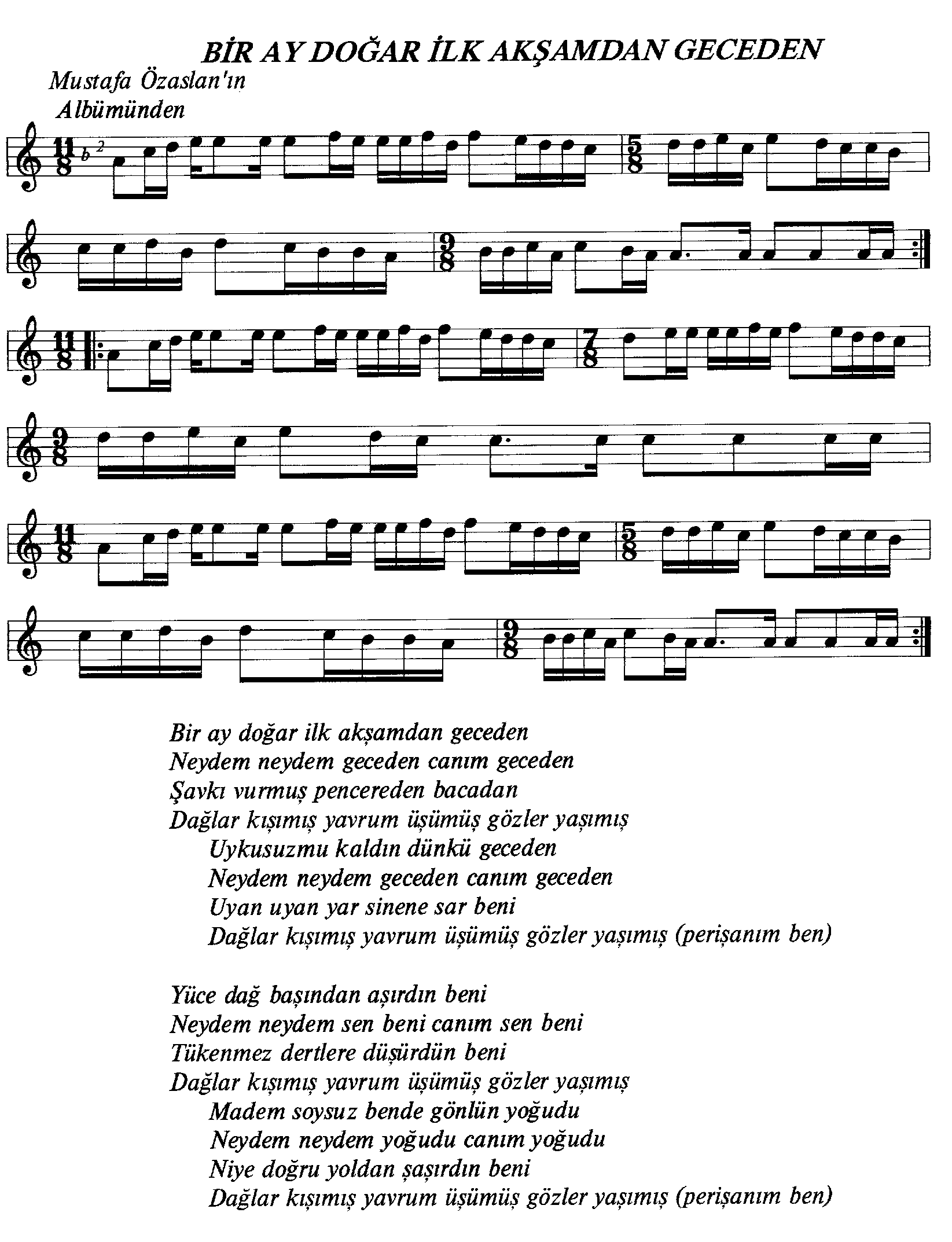 saz notalari