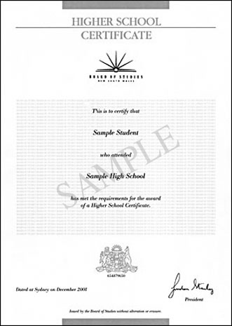 hsc certificate
