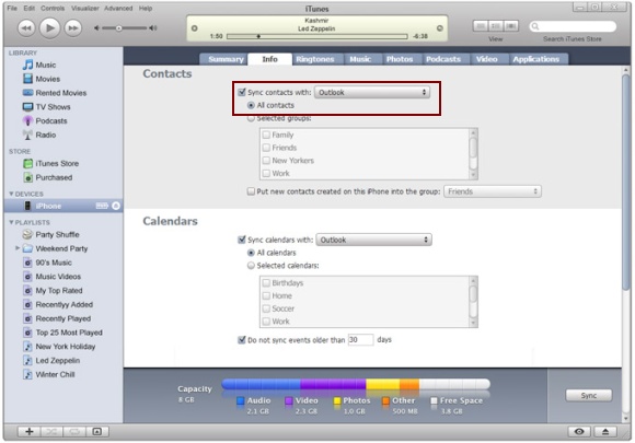 synch contacts