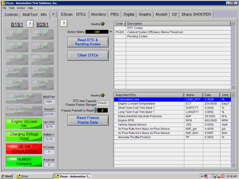 diagnostic trouble codes